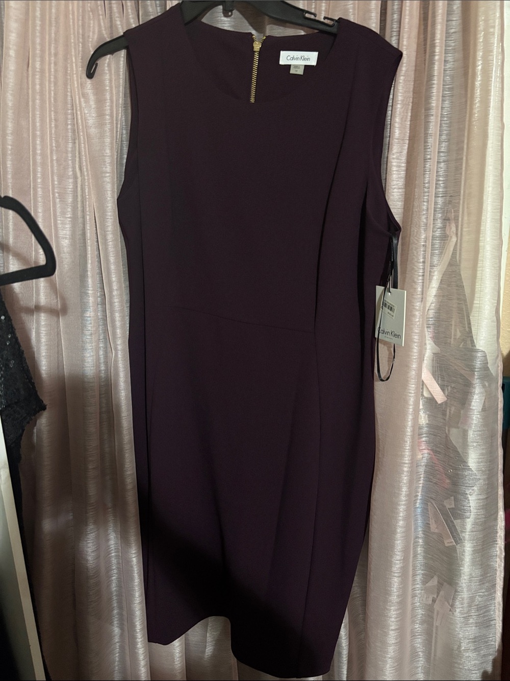 Calvin Klein Sleeveless Plum Midi Sheath Dress